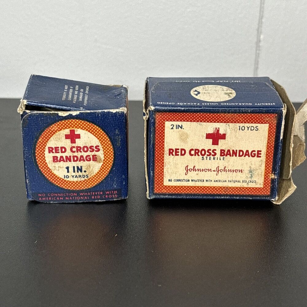 Vintage Red Cross Bandage Bandages Johnson & Johnson Box Boxes - Picture 1 of 6